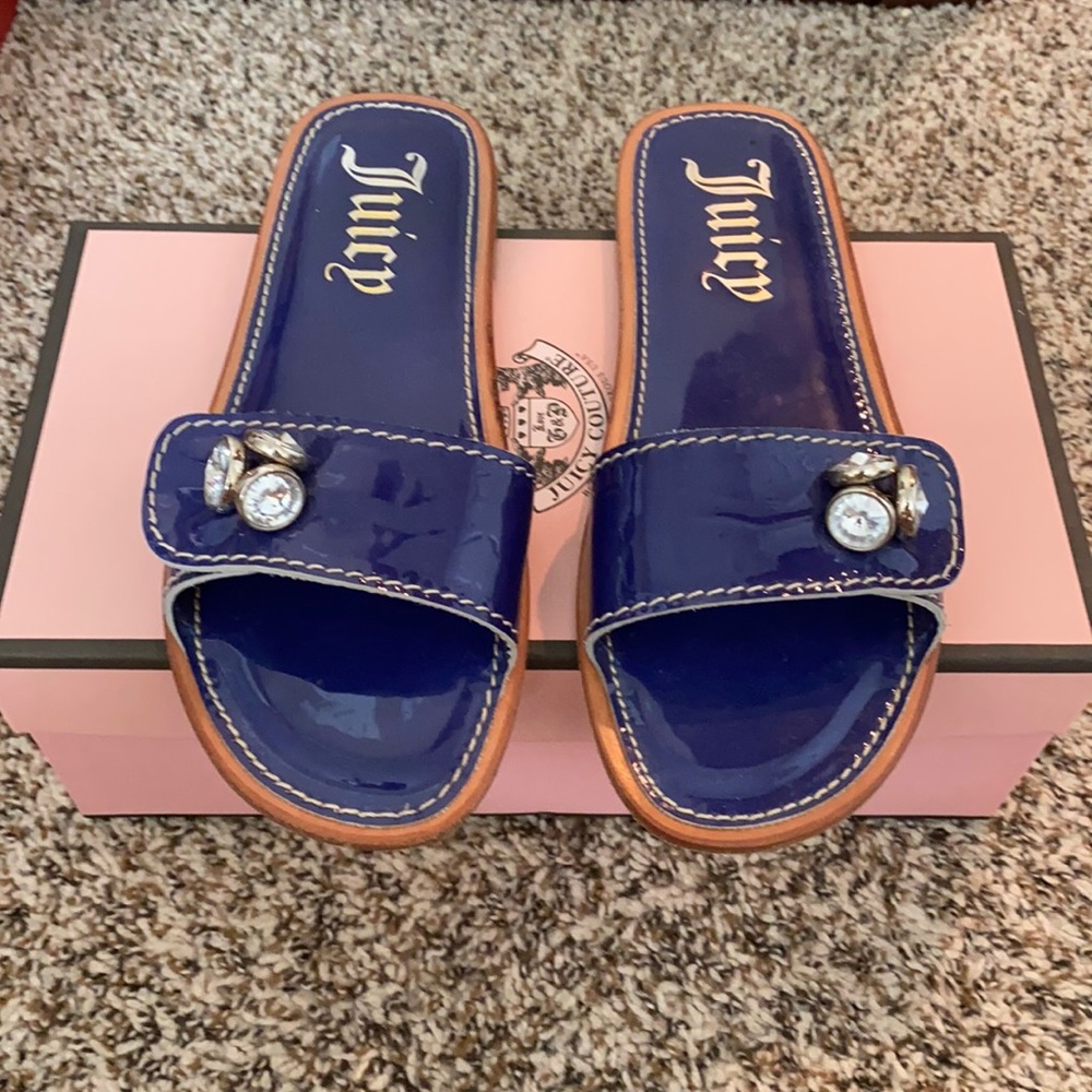 Juicy Couture Blue 3 Crystals Slip On Sandal - Picture 1 of 6